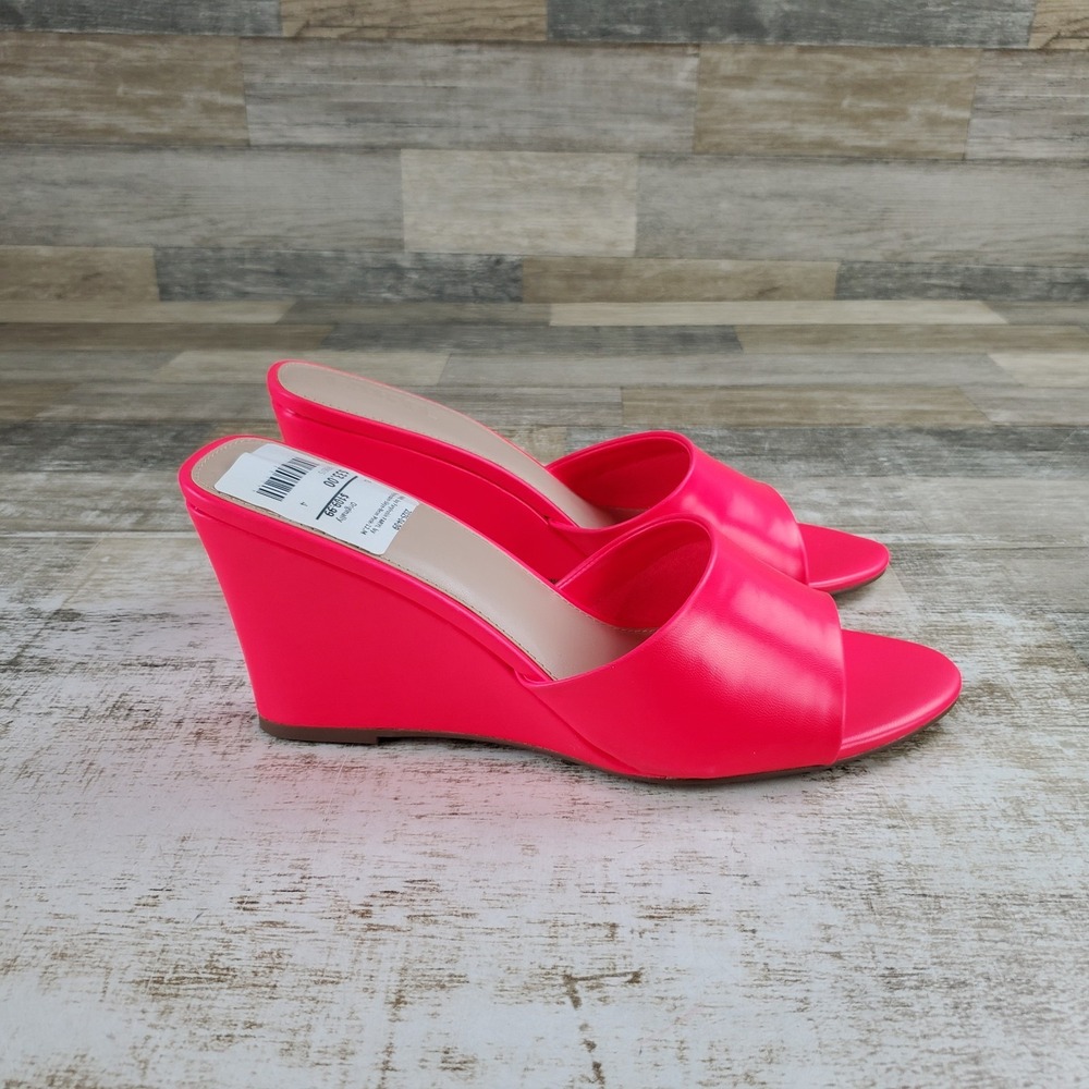 Faryl by Farylrobin Skye Womens Wedge Slide Sandals Sz 12 Neon Pink Slip On